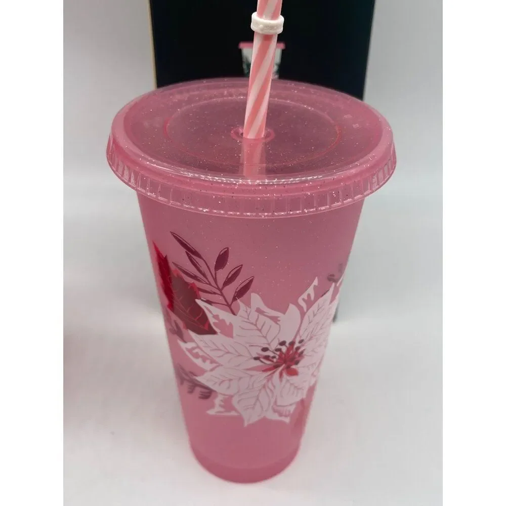 Starbuck Reusable Cold Cups With Lids And Straws Set of 4